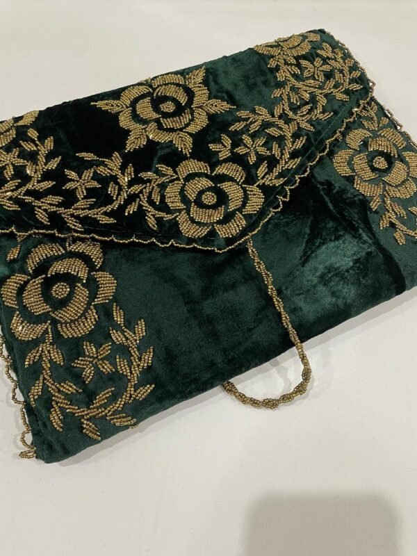 Green Floral Embellished Border