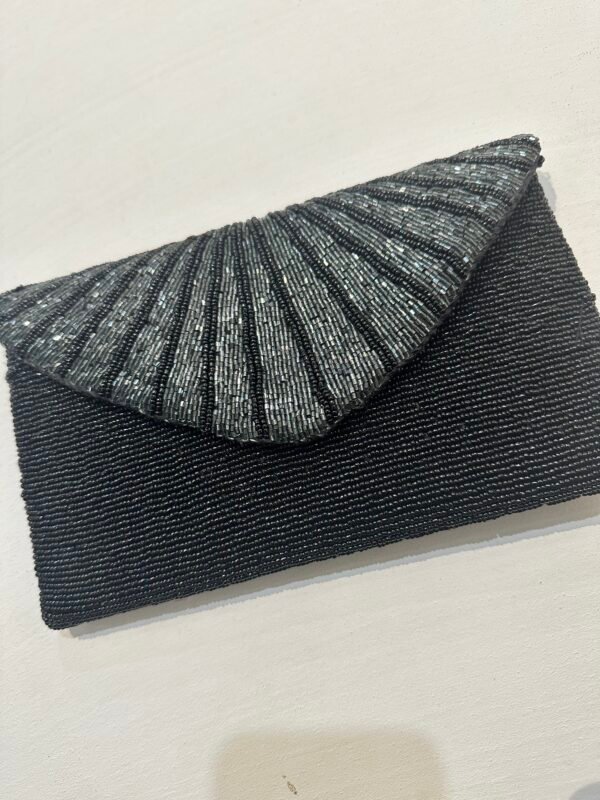 Elegant Black Hand Embellished Clutch
