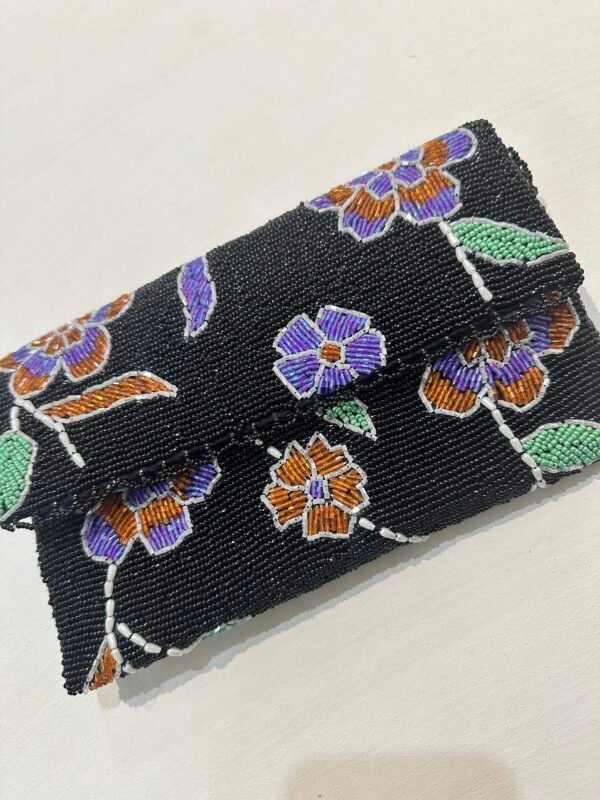 Elegant Black Hand Embellished Clutch