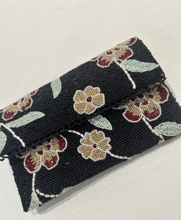 Elegant Black Hand Embellished Clutch