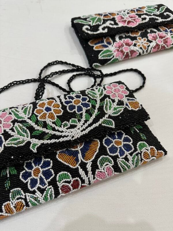 Elegant Black Hand Embellished Clutch