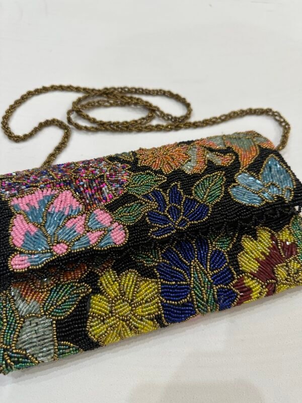 Elegant Black Hand Embellished Clutch