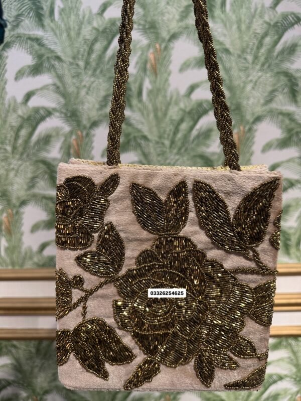 3D Embellished Gold Bag