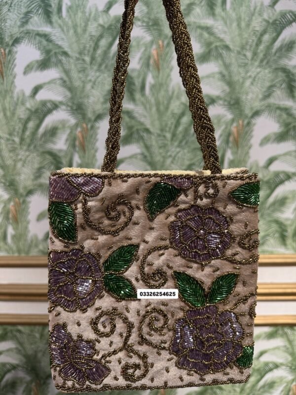Hand crafted lilac green combo bag
