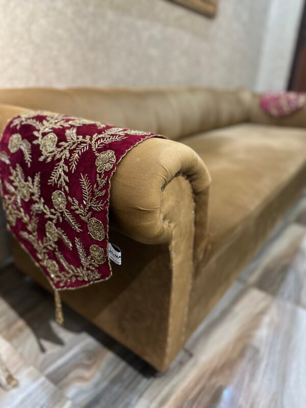 Handcrafted Red Sofa Throw