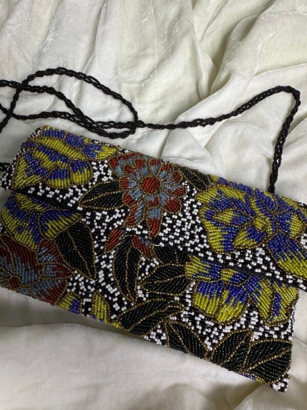 Elegant Black Hand Embellished Clutch