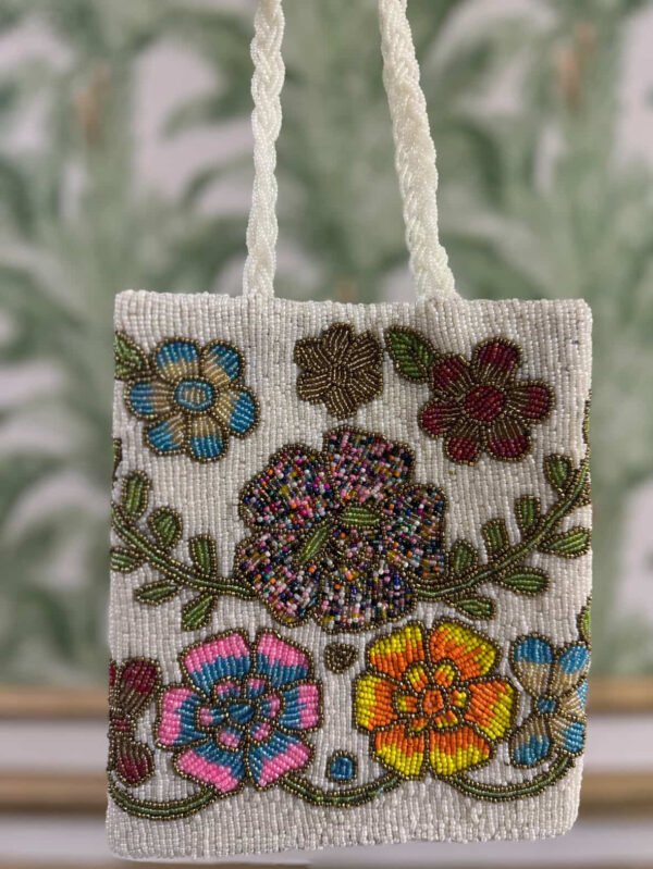 Hand Embellished White Bag