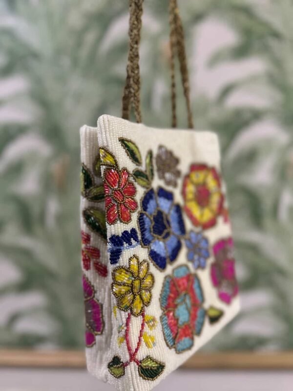 Hand Embellished White Bag
