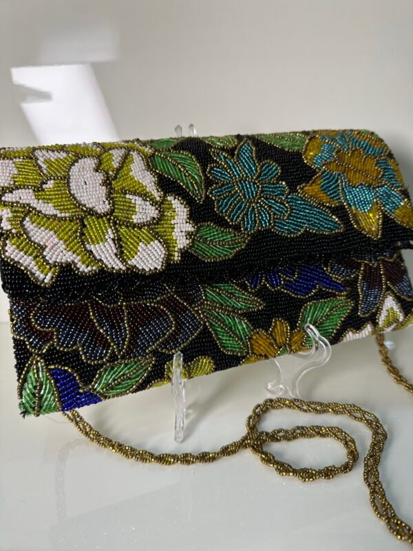 Elegant Black Hand Embellished Clutch