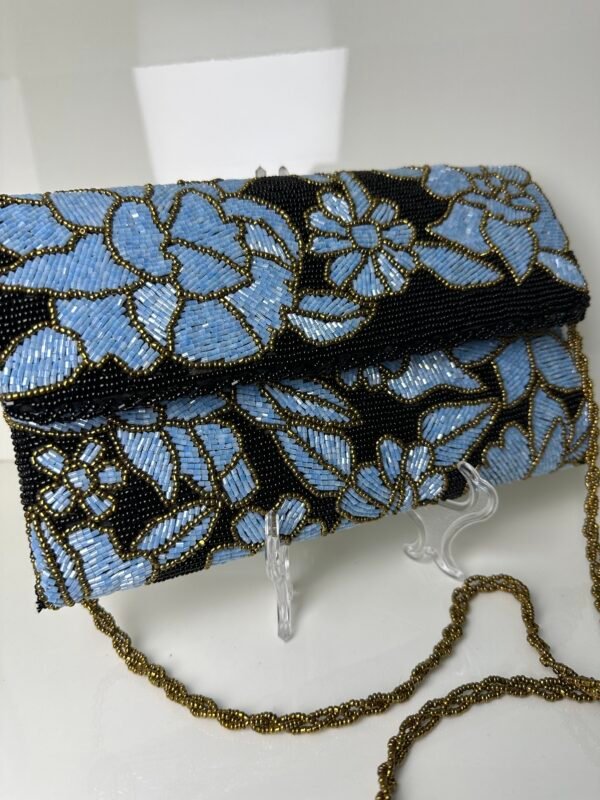 Elegant Black Hand Embellished Clutch