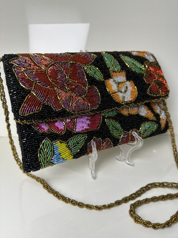 Elegant Black Hand Embellished Clutch