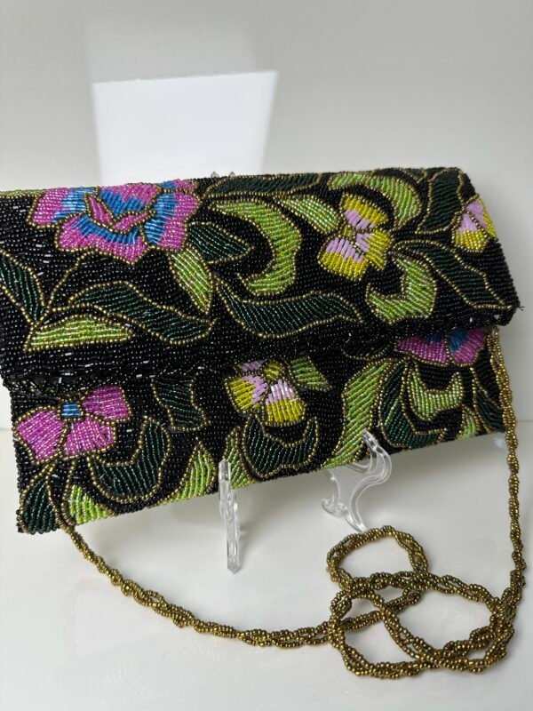 Elegant Black Hand Embellished Clutch
