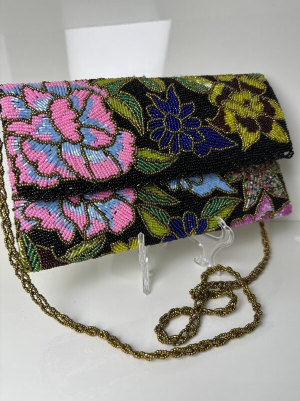 Elegant Black Hand Embellished Clutch