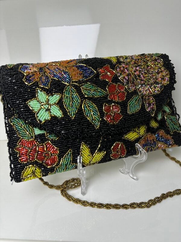 Elegant Black Hand Embellished Clutch
