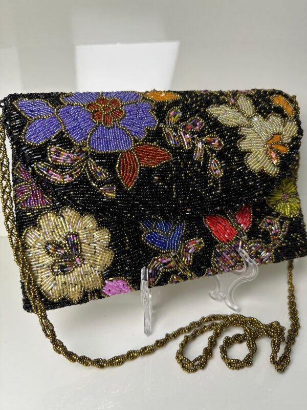 Elegant Black Hand Embellished Clutch