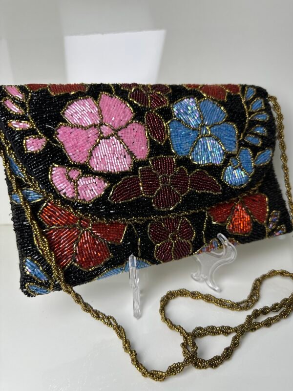 Elegant Black Hand Embellished Clutch