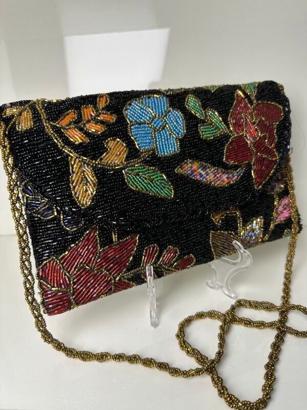 Elegant Black Hand Embellished Clutch