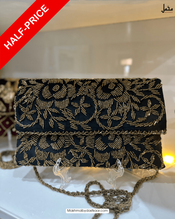 Hand crafted velvet beaded clutch