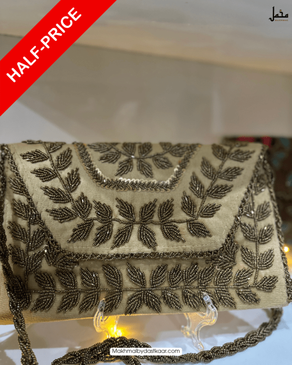 Hand crafted velvet beaded clutch