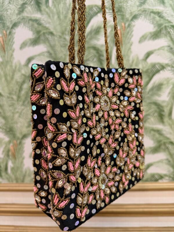 3D Hand Embellished Pink Flora Bag