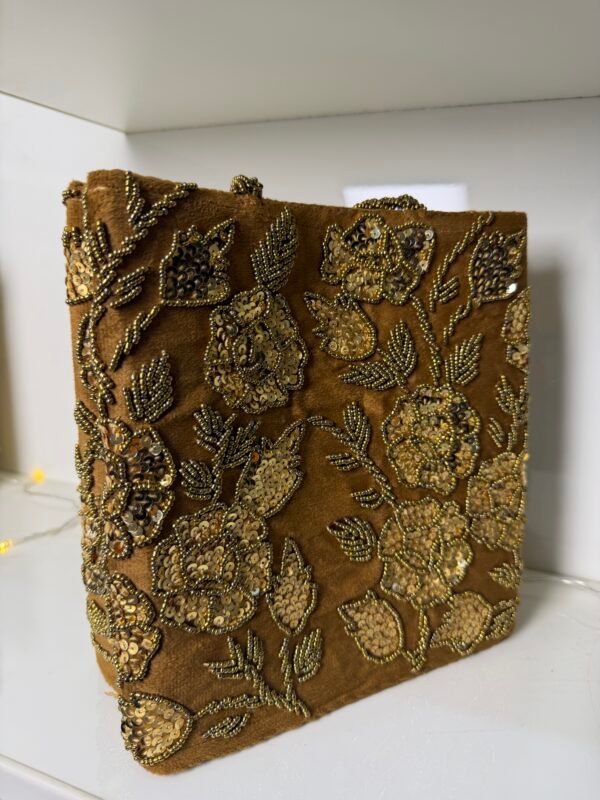 Hand crafted gold sequins bag