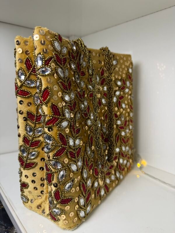 Hand crafted metallic red bag