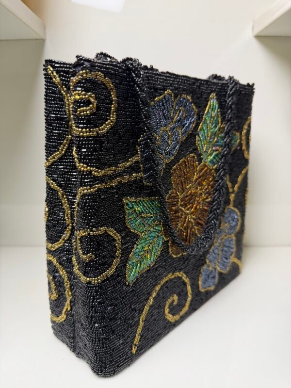 3D Embellished Premium Floral Black Bag