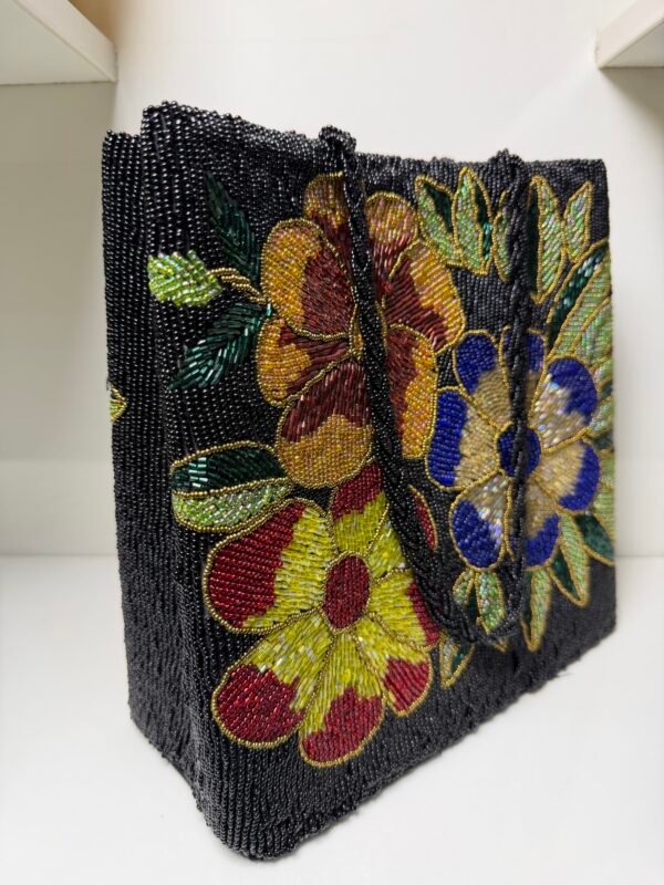 3D Embellished Premium Floral Black Bag