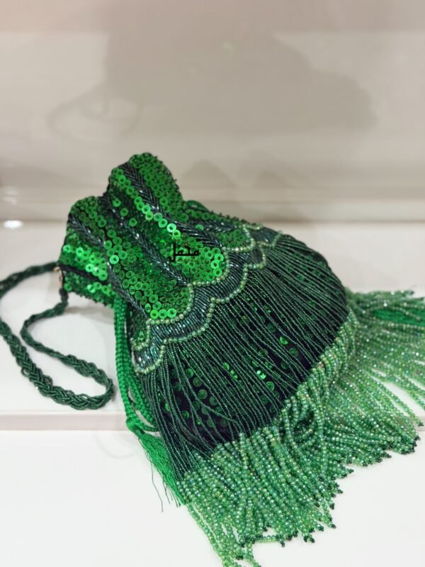 Makhmal Exclsuive Green Potlee bag
