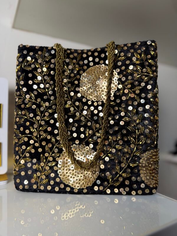 Hand crafted gold sequins bag